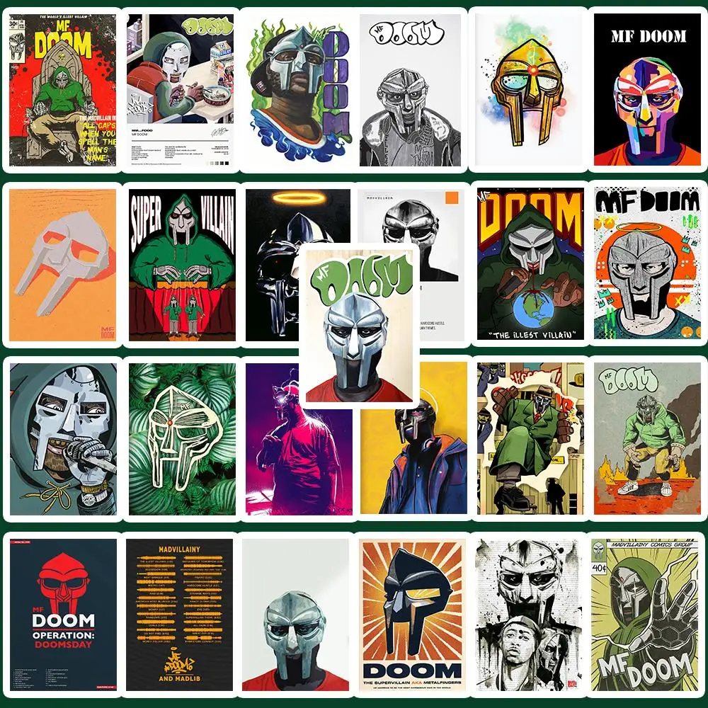 25PCS Hip Hop Rapper Mf Doom Stickers Singer Fan Gift DIY Decoration Phone Cup Luggage Scrapbook Laptop Helment Guitar Toy Decal nightclub male singer bar dj rock punk ds costume feather vest decoration ds performance costumes male