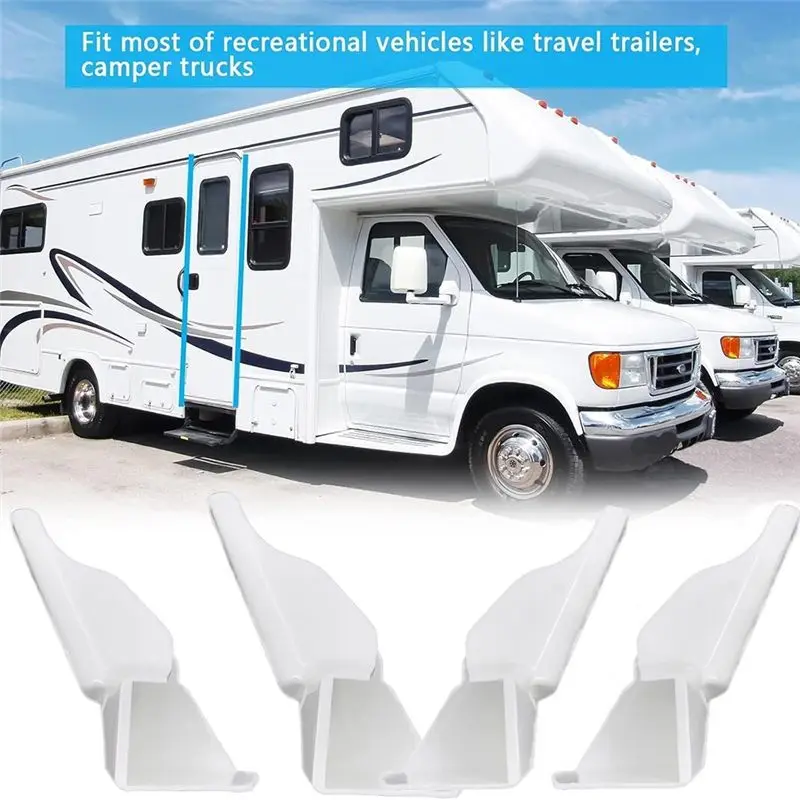 AUAU-8Pcs RV 거터 스파우트, 비 오는 날에도 RV 상단을 보호하는 흰색 빗물받이 확장 장치, 먼지와 검은 반점 감소