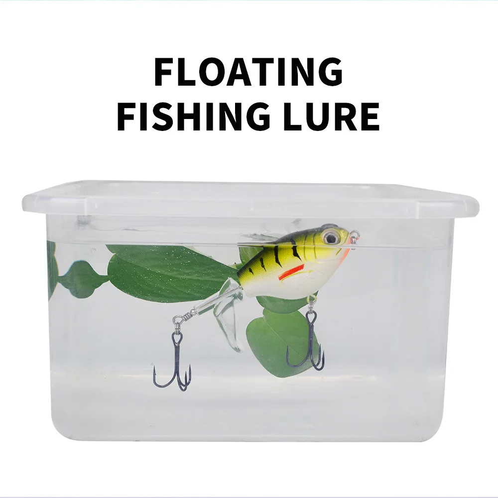 Topwater Fishing Lure Popper Plastic Hard Bait Swimbait Rotating Soft Tail Bass Pike Artificial Fishing Tackle Whopper Plopper - 4