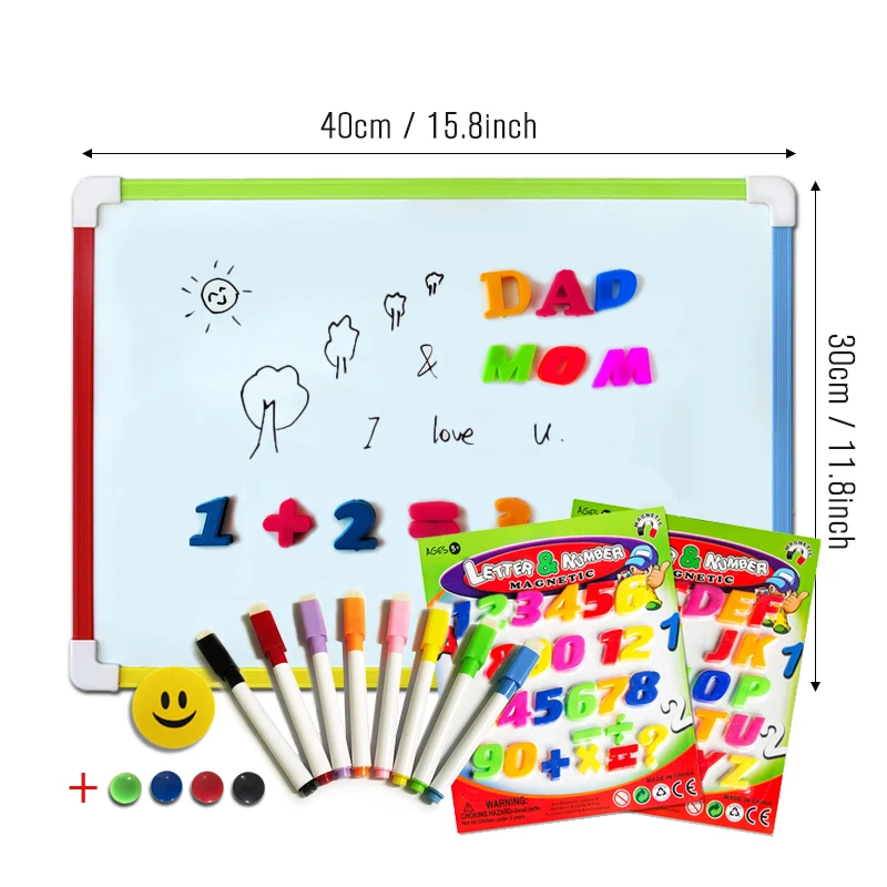 3 Styles Kids Whiteboard Magnetic Dry Eraser White Board With Free Gifts Number Magnets Preschool Children Memo Message Boards - 2