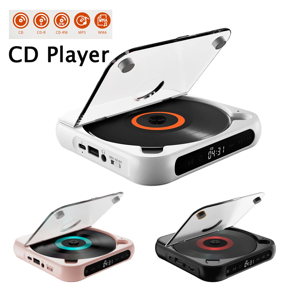 Walkman de CD portátil, reproductor de música con pantalla LCD, Bluetooth,  recargable, compatible con tarjeta TF, disco MP3, altavoz estéreo para el  hogar - AliExpress