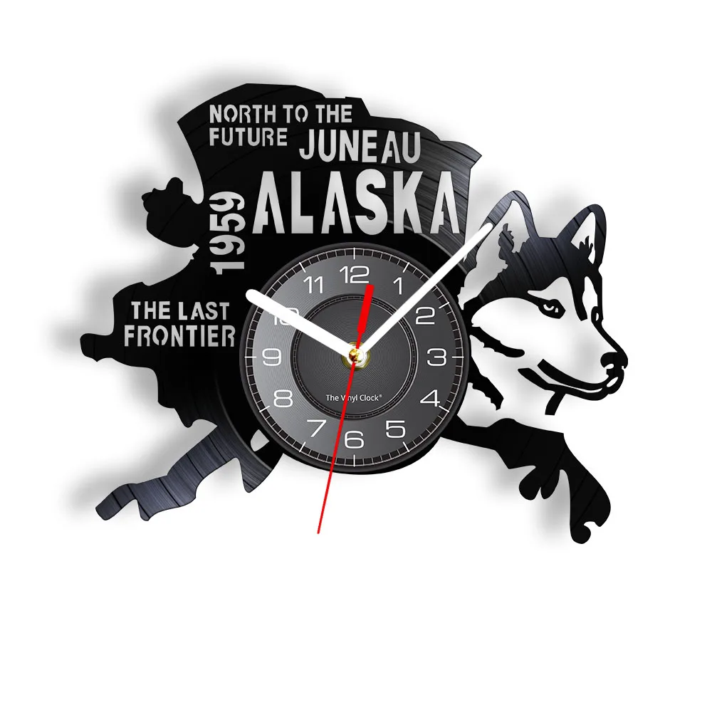 L'Ultima Frontier Alaska Decor Usa Cityscape Orologio Da Record In Vinile Nord Al Futuro Juneau Regalo Vintage Moderno Alaska Dog Decor