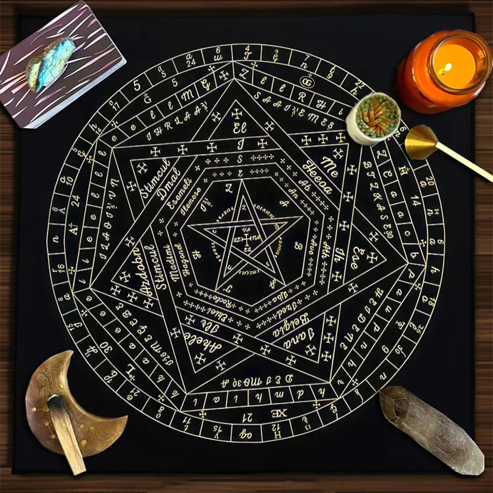 MDHQ Tarocchi Tovaglia Rune Divinazioni Tavolo Astrologia Oracoli Gioco da tavolo Mat Forma Quadrata Pendolo Tovaglia