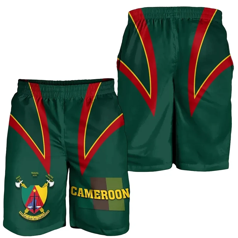 

Шорты мужские пляжные с рисунком флага Камеруна, одежда для мальчиков, гавайский купальник с национальным гербом, шорты с принтом льва, детские штаны