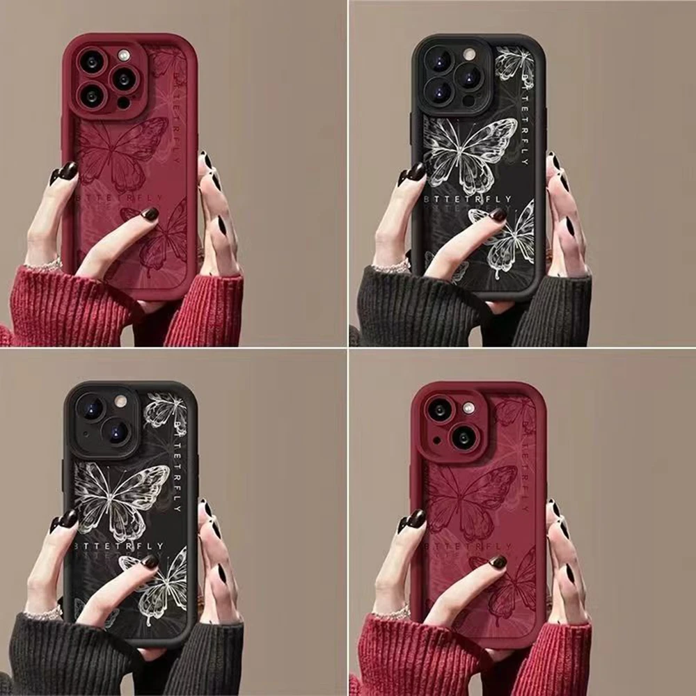 Purple Butterfly Couple Soft TPU Phone Case - Stylish and Durable Back Cover