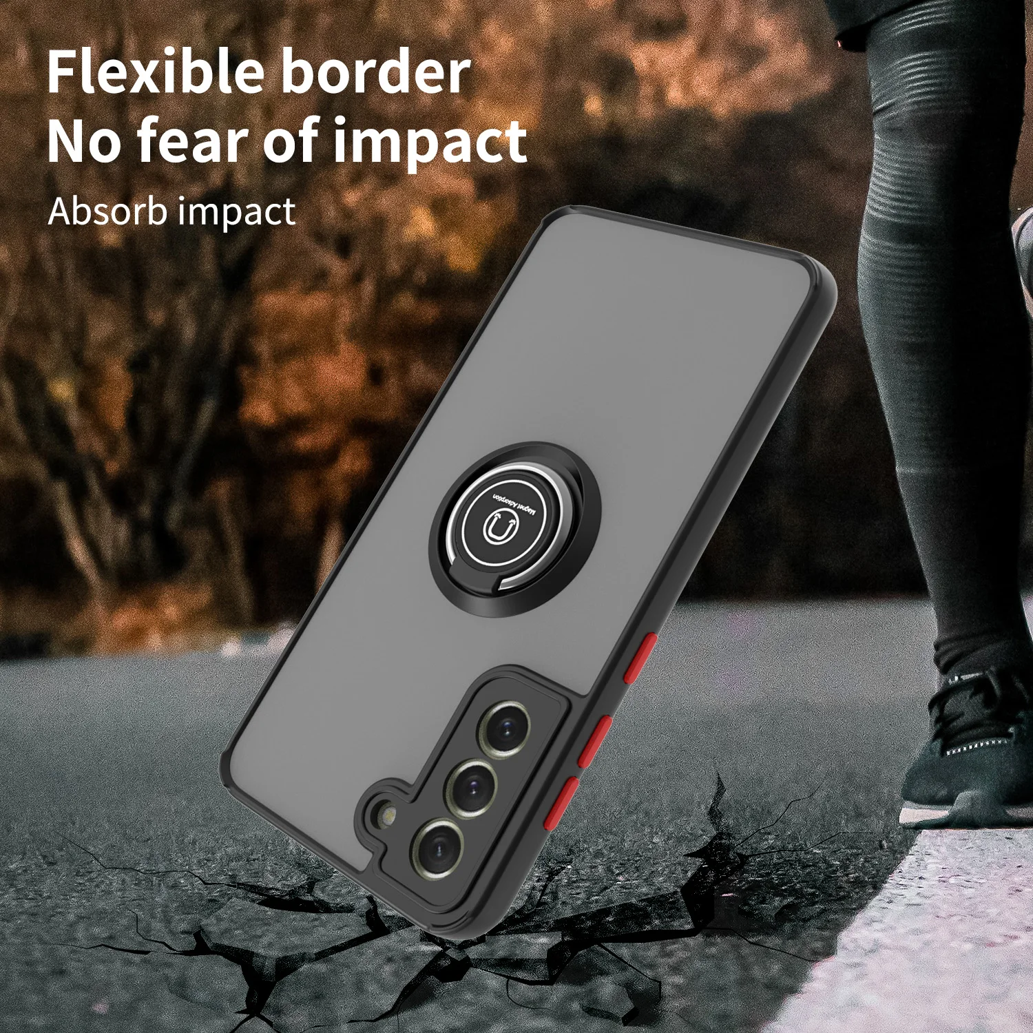 Shockproof Magnetic Ring Holder Case with Stand Cover