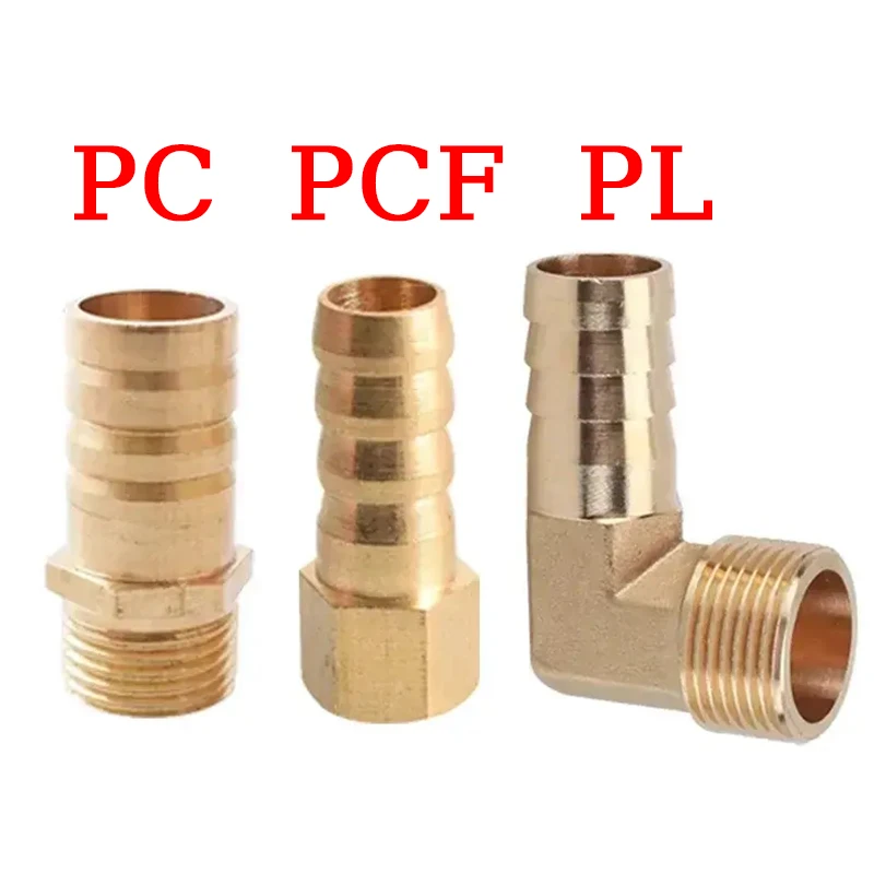

20Pcs PC PCF PL Pagoda Connector 6 8 10 12 14 16mm Hose Barb Connector Hose Tail Thread 1/8 1/4 3/8 1/2 BSP Brass Pipe Fitting