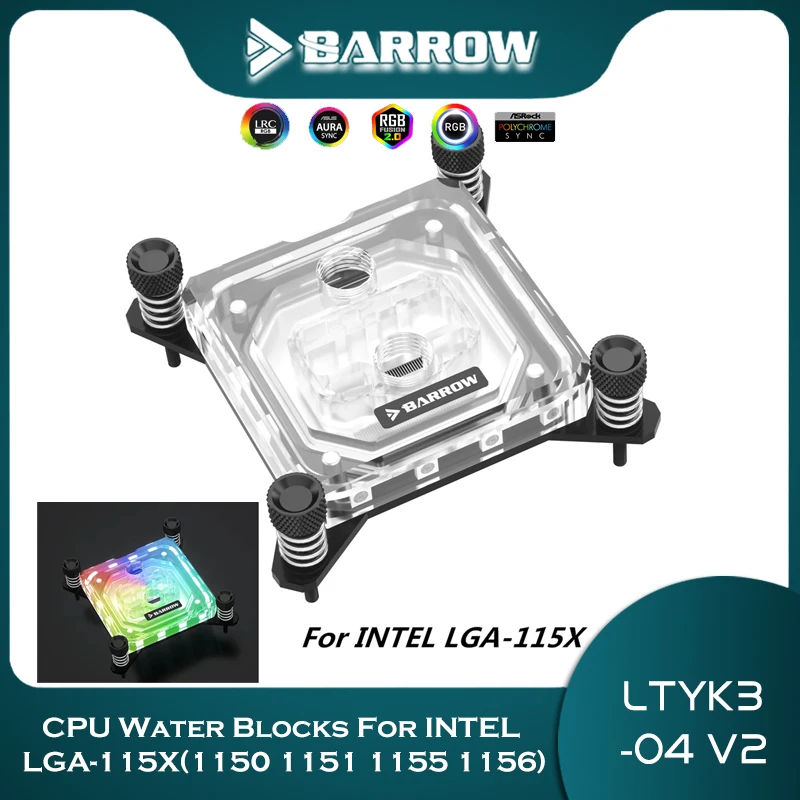 Barrow LGA 1700 CPU Water Cooler For Intel 115X 20XX 1200 0.4mm Channel