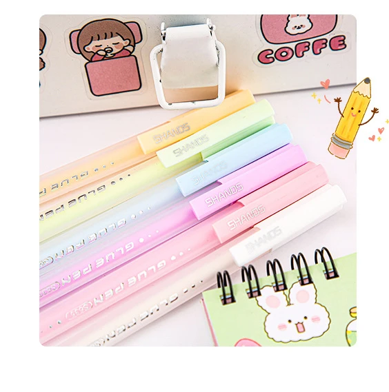 FUN LIVE】 Color Fast Dry Cute Glue Stick Pen Shape Solid Color Glue Stick  DIY Scrapbooking Diary Notebook Envelope Sealing Stickers