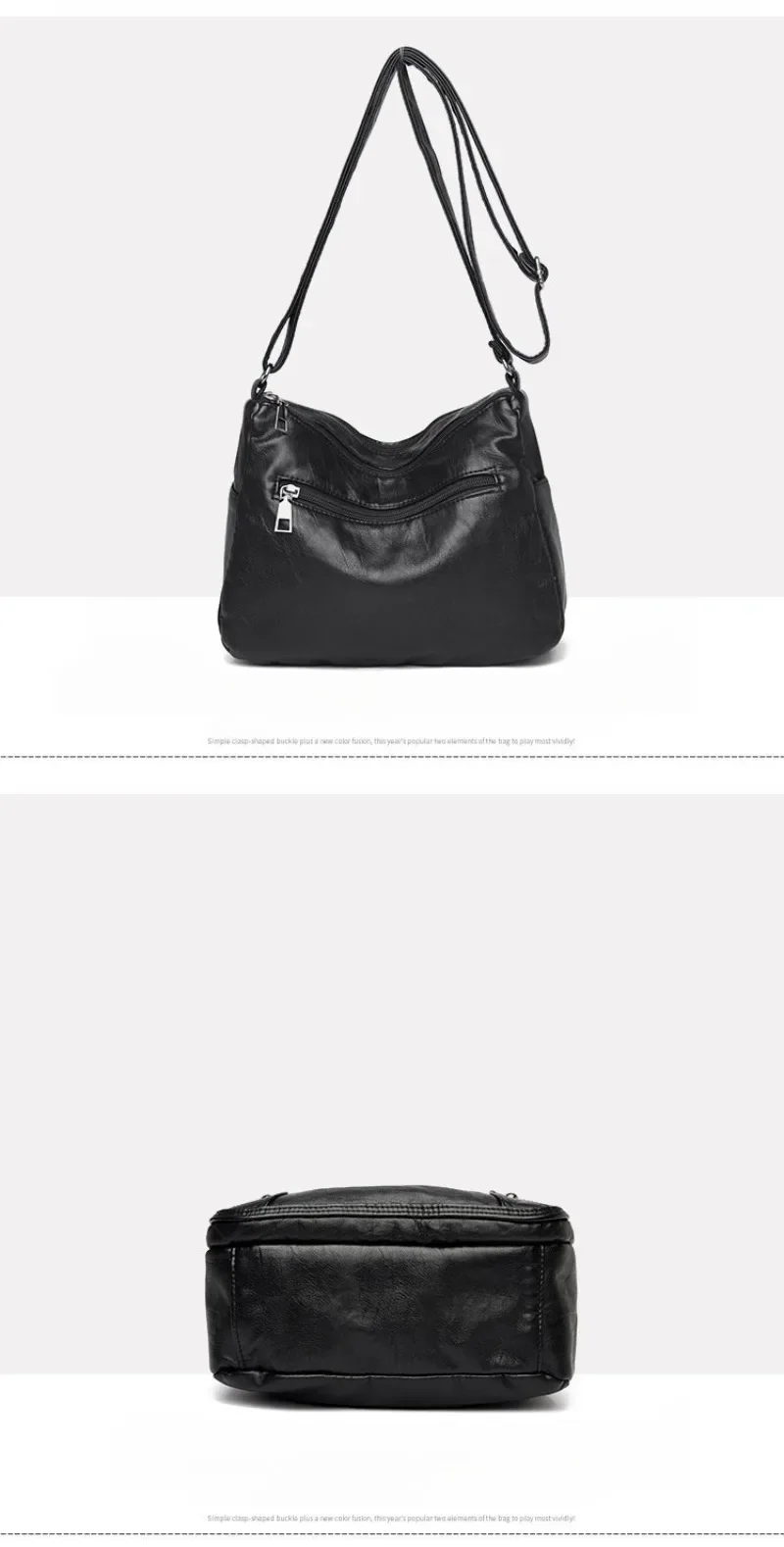 Soft Leather Shoulder Bag - Women's Crossbody Double Layered Large Capacity Tote