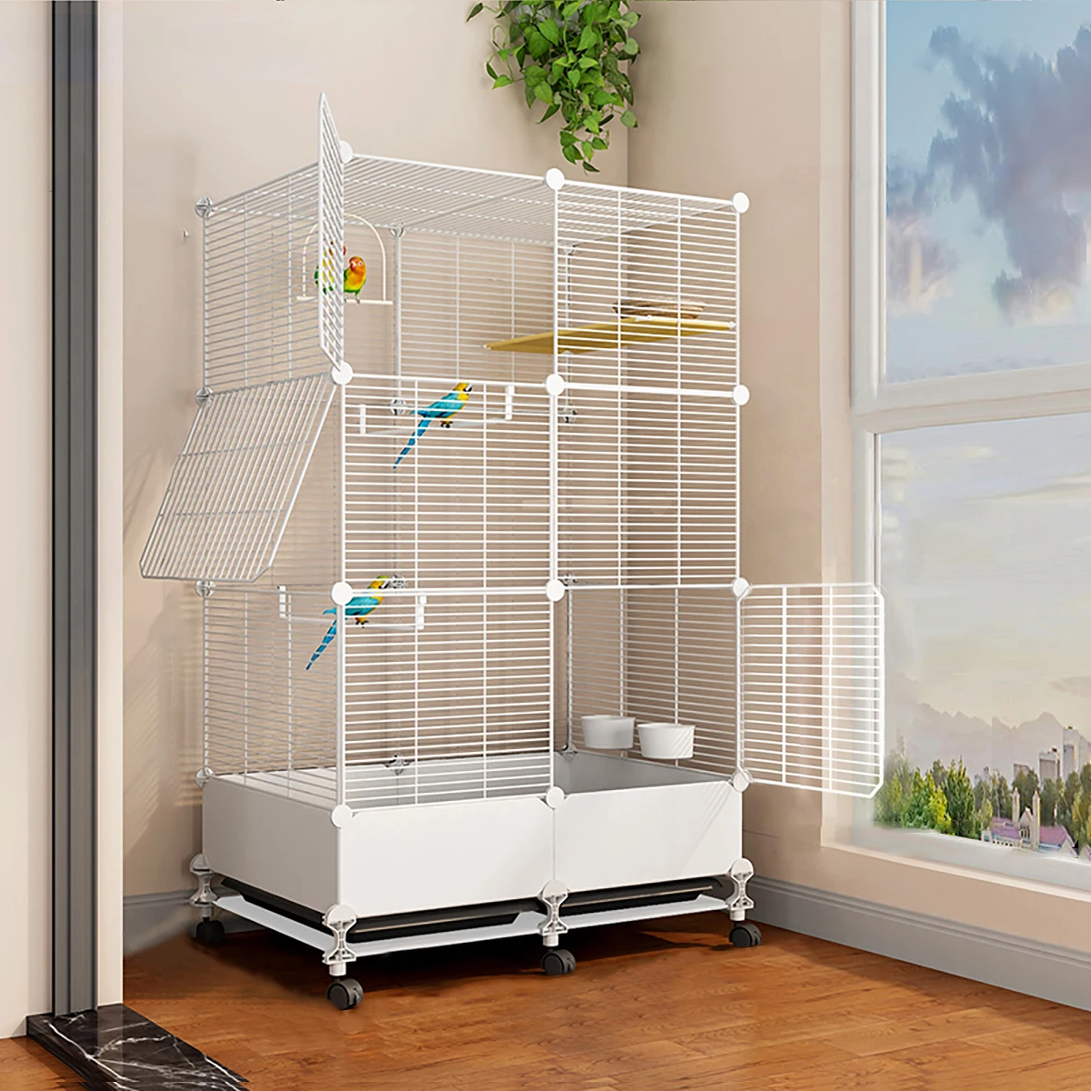 قفص طيور منزلي فاخر مع صينية كبيرة | متجر الجيل ال...