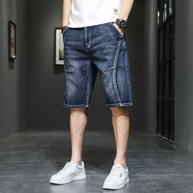 men's summer thin denim shorts New models on the shelves Fashionable loose straight denim shorts for men Large size 42 44