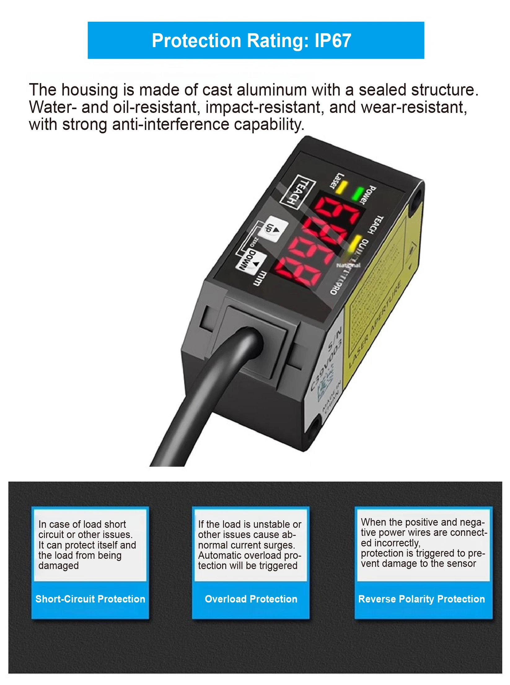 HG-C1030/C1050/C1100/C1200/C1400 Laser Displacement Sensor PNP/NPN 4-20mA/0-5V O