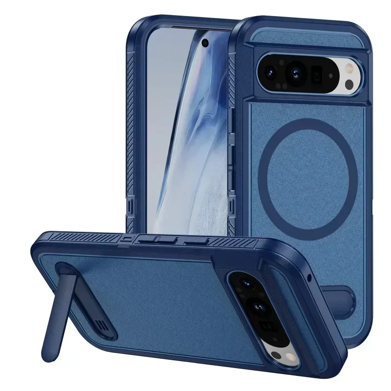 MagSafe Armor Shockproof Matte Phone Case with Magnetic Wireless Charging Stand Holder