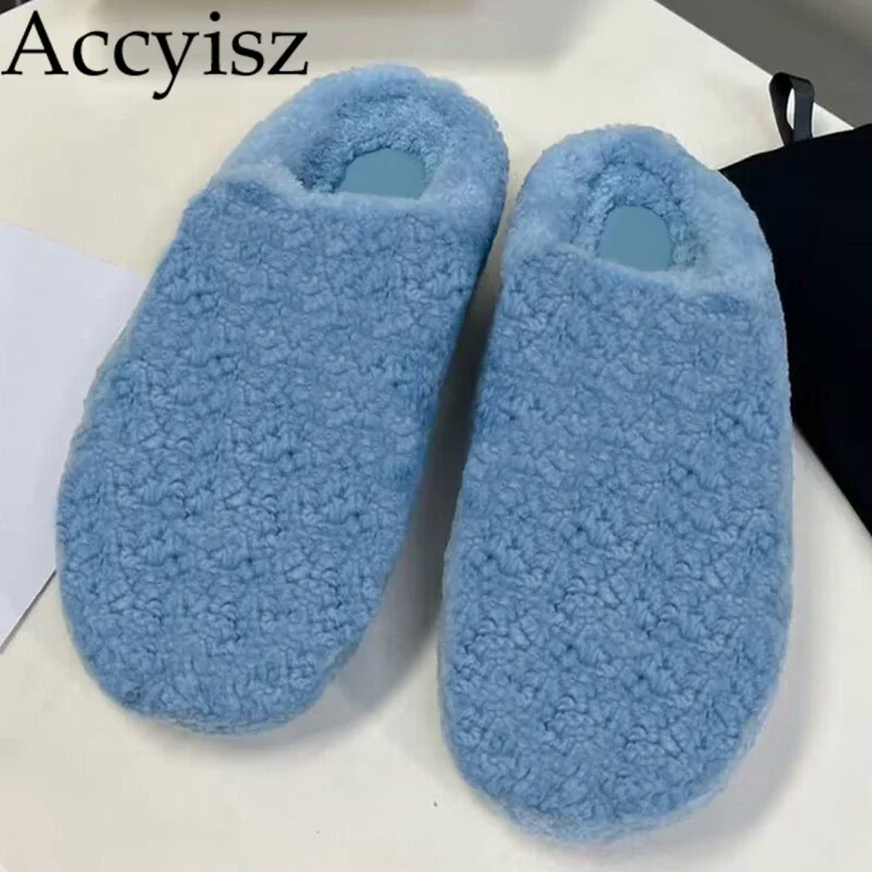 

Autumn and Winter New Advanced Women's Baotou Slippers Wearing Round Toe Thick Sole Casual Lamb Hair Home Warm Slippers 2023