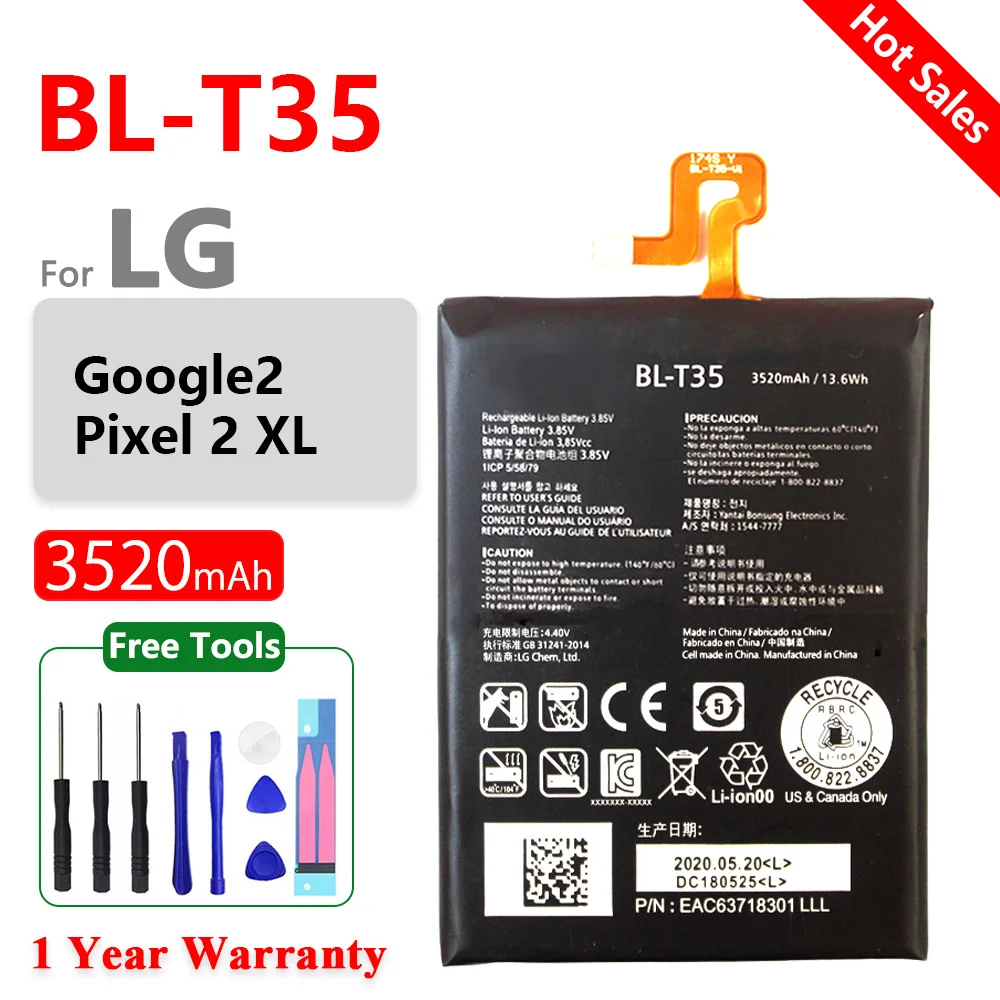 

Genuine BL-T35 3520mAh Replacement Battery For LG Google2 Google 2 Pixel 2 XL Pixel2 BL T35 Mobile Phone Batteries+Free Tools