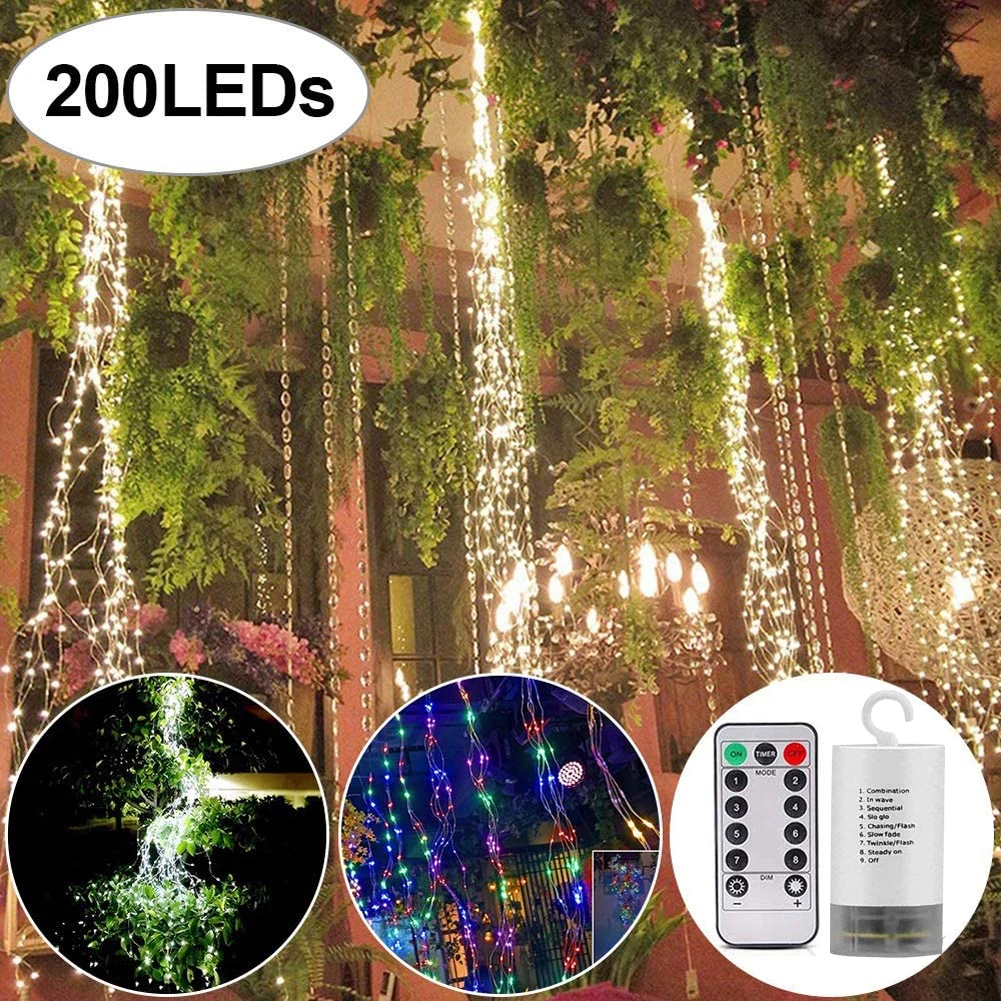 Waterproof Twinkle Starry Lights, 10 Strands 200 LEDs Hanging Vine Tree