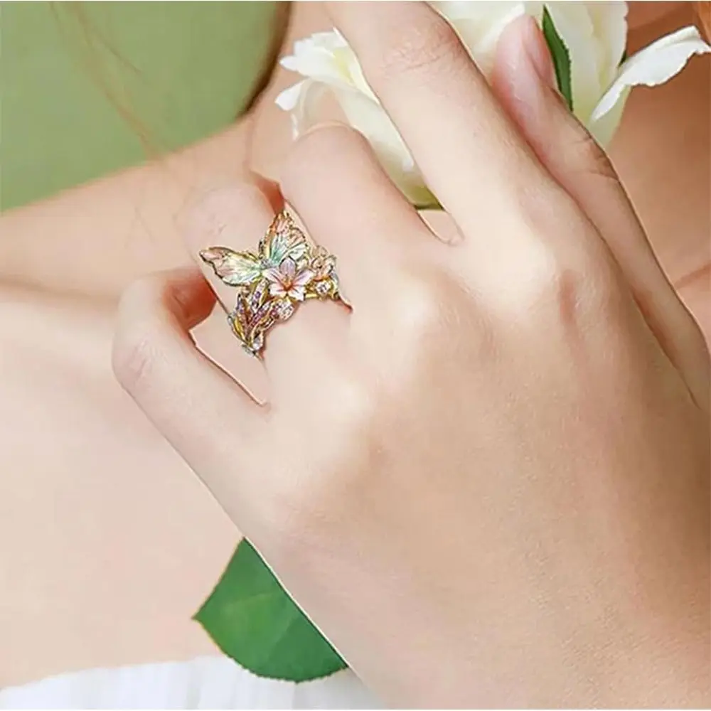 Fashion Jewelry Accessories Butterfly Ring Crafts Non-fading Vintage Rings Gift Finger Decorations