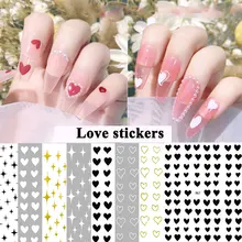 

1 Sheet Nail Decal Stickers 3D Geometric Star Peach Heart Little Love Heart Nail Art Sticker Love Heart Manicure Decoration