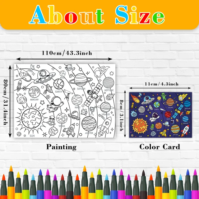 Large Children Drawing DIY Space Sticky Color Filling Paper Coloring Paper Coloring Tablecloth For Kids Early Educational Toys 5