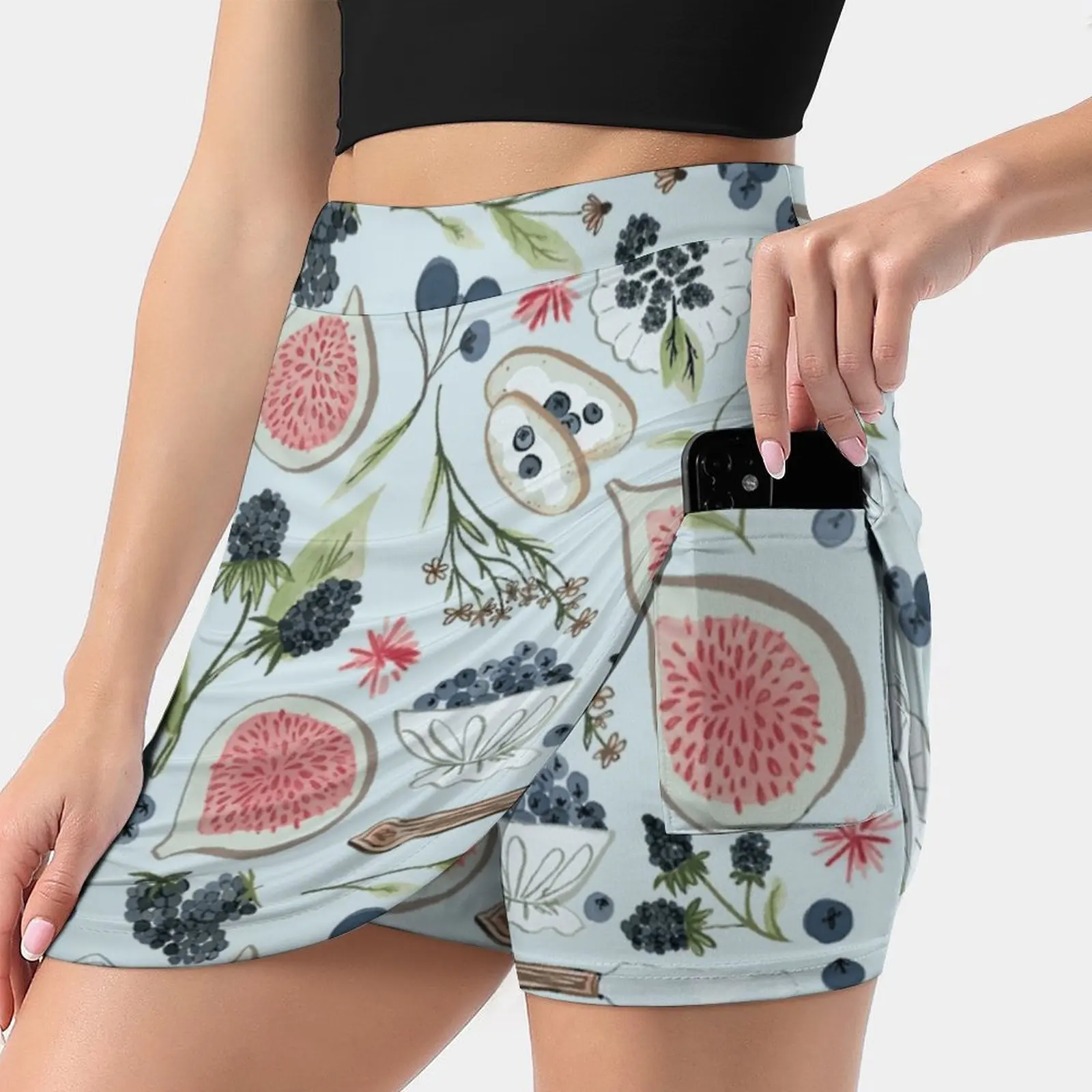 

Blueberry Breakfast Women Sports Skirt Tennis Golf Dance Fitness Running Yoga Skirts Blue Blueberry Mom Mother Breakfast Fig