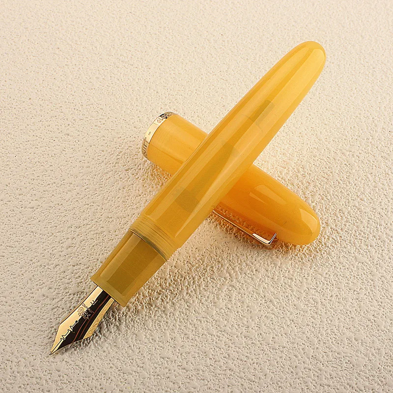 Jinhao 9019 송진 만년필, 하트비트 펜촉, 노란색 필기 잉크 펜, 대형 컨버터 포함, 학교 사무용품, 8 F/M, 신제품