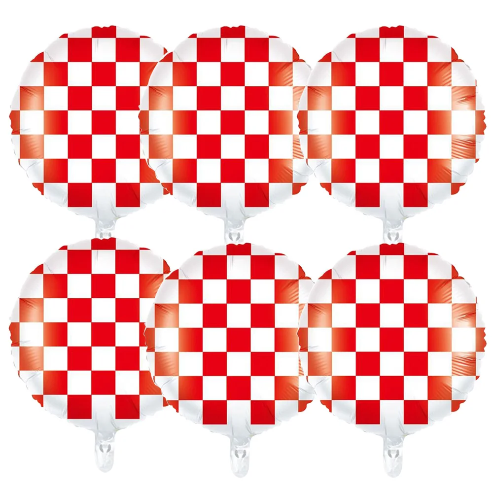 

6Pcs Wheel Race Car Birthday Party Decoration 18inch Red Checkered Foil Balloons Boy Racing Car Theme Baby Showe Supplie