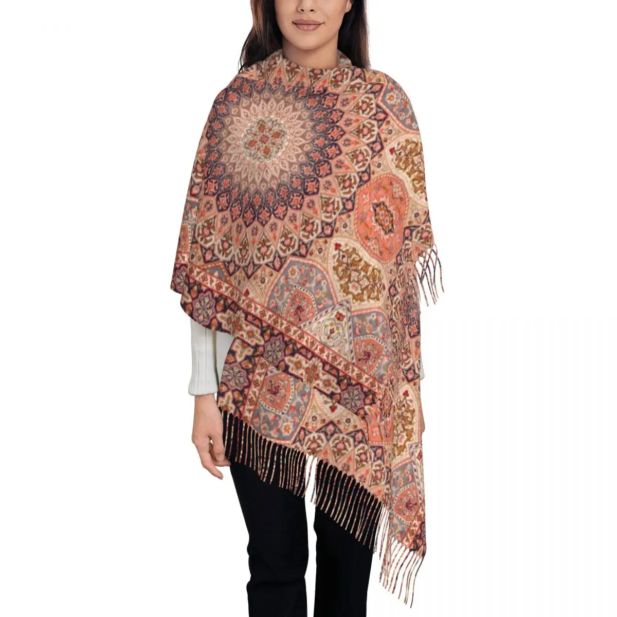 

Personalized Printed Antique Bohemia Persian Rug Scarf Women Men Winter Fall Warm Scarves Ethnic Tribal Carpet Shawl Wrap