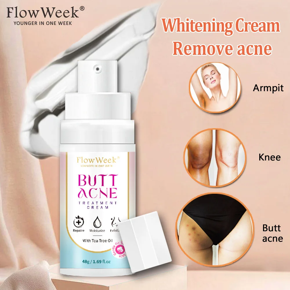 FlowWeek Acne Butt Cream, Butt Thigh Whitening, Niacinamide, Dark Spots Body Cream, Pimples On The Butt，Moisturizing Body Lotion