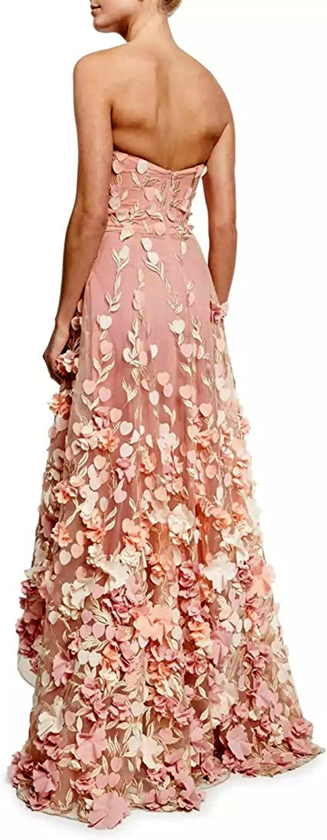 Strapless Evening Dresses For Women A-line Asymmetry Layered Floral Dress Elegant Woman Clothes Ever Pretty Prom Dresses