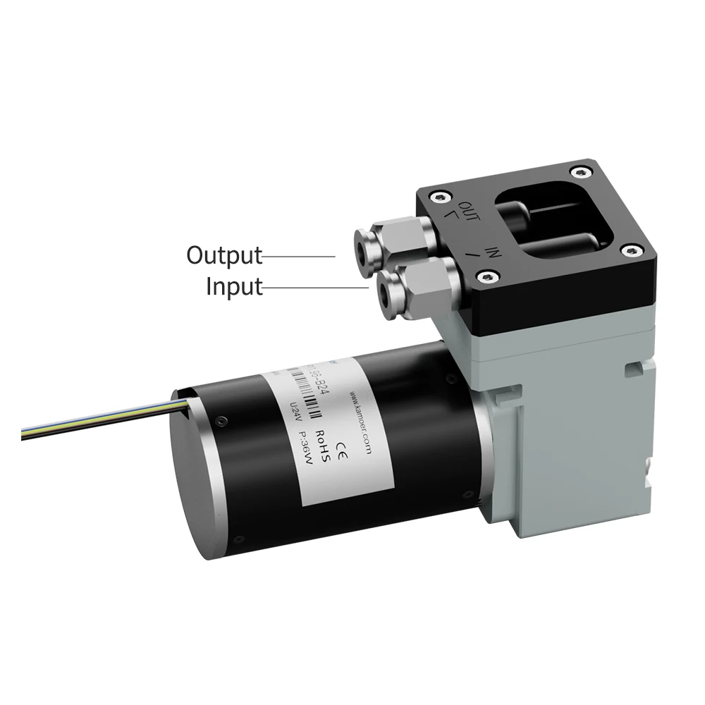 Kamoer 다이어프램 진공 펌프, 가스 분석용, DC 24 브러시리스 에어 펌프, 양압 0.25Mpa, PWM 제어, 분당 8.5L, HLVP11.96