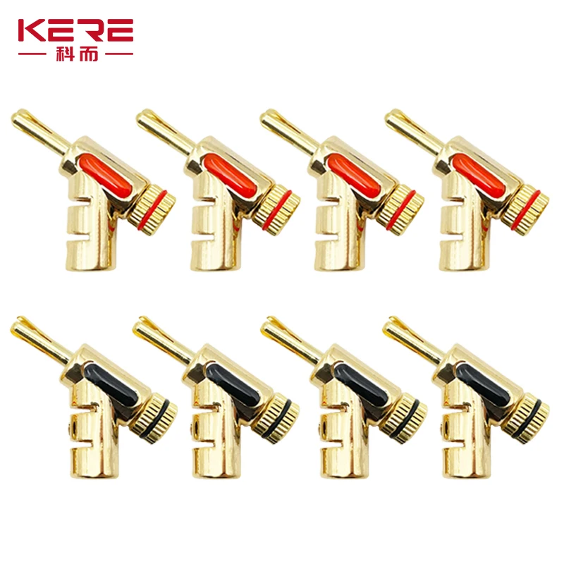 

8Pcs Banana Plug Hi-End Copper For 4mm Head Self-Locking Speaker Connector Audio Amplifier Y-Shaped Gun Type Adapter Gold