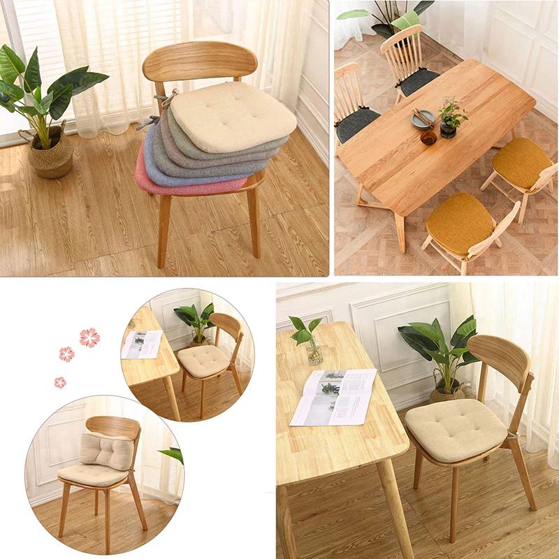 Summer Dining Chair Cushion Thickened Cotton Linen Breathable Cushion Student Horseshoe-shaped Chair Cushion Home Supplies 5