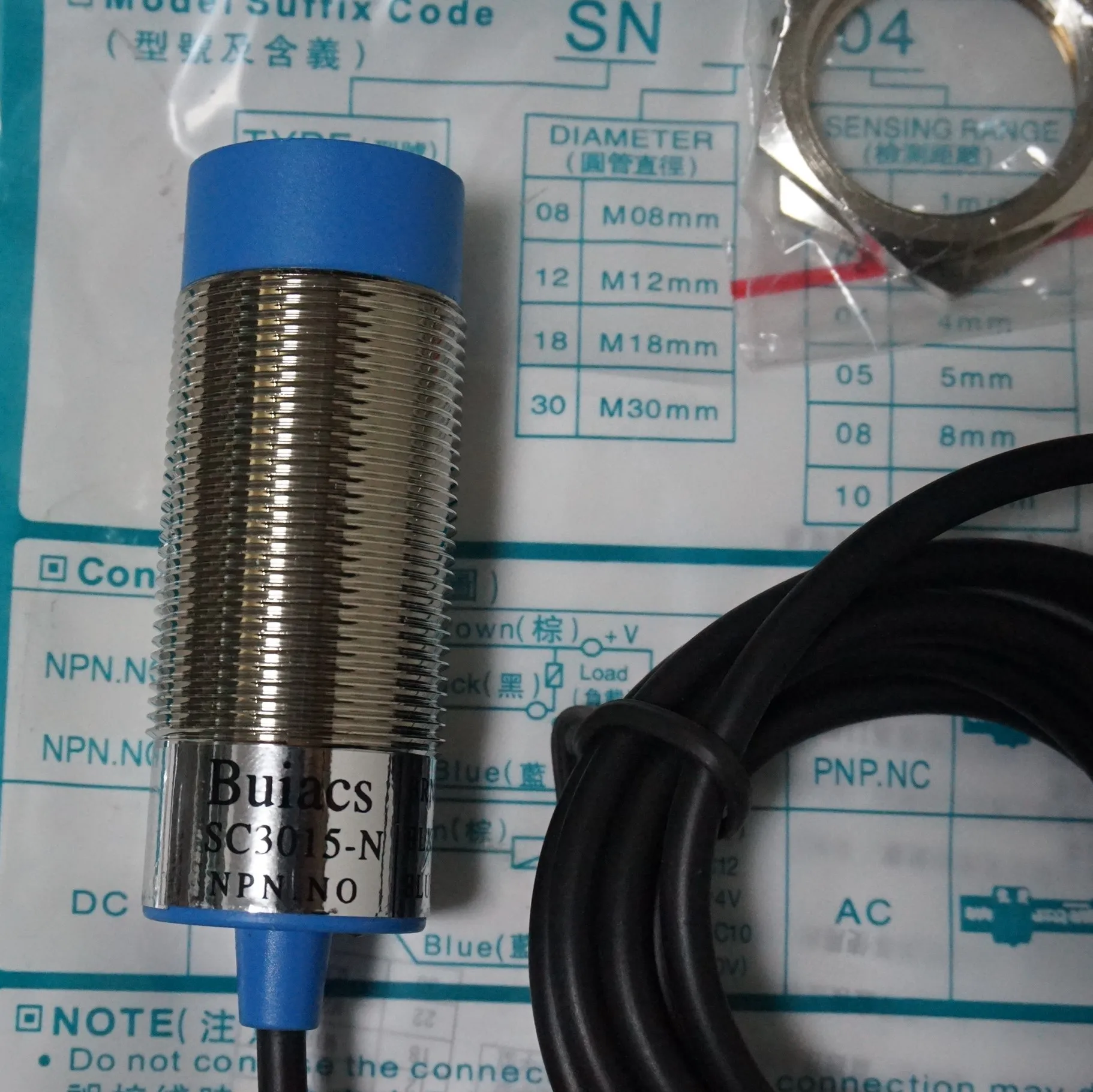 

Jianli BUIACS Inductive Proximity Switch Sensor SC3015-N DC Three wire NPN Normally Open