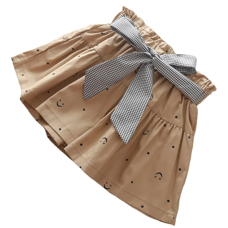 Summer Kids Girls Cotton Shorts Skirts Skorts Bowknot Waistband kids shorts,kids trousers
