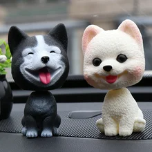 

1pc 9cm Husky Teddy Pomeranian Car Decor Nodding Puppy Toys Ornaments Car Home Room Car Bobblehead Dog Toy Wobble Shaking Head