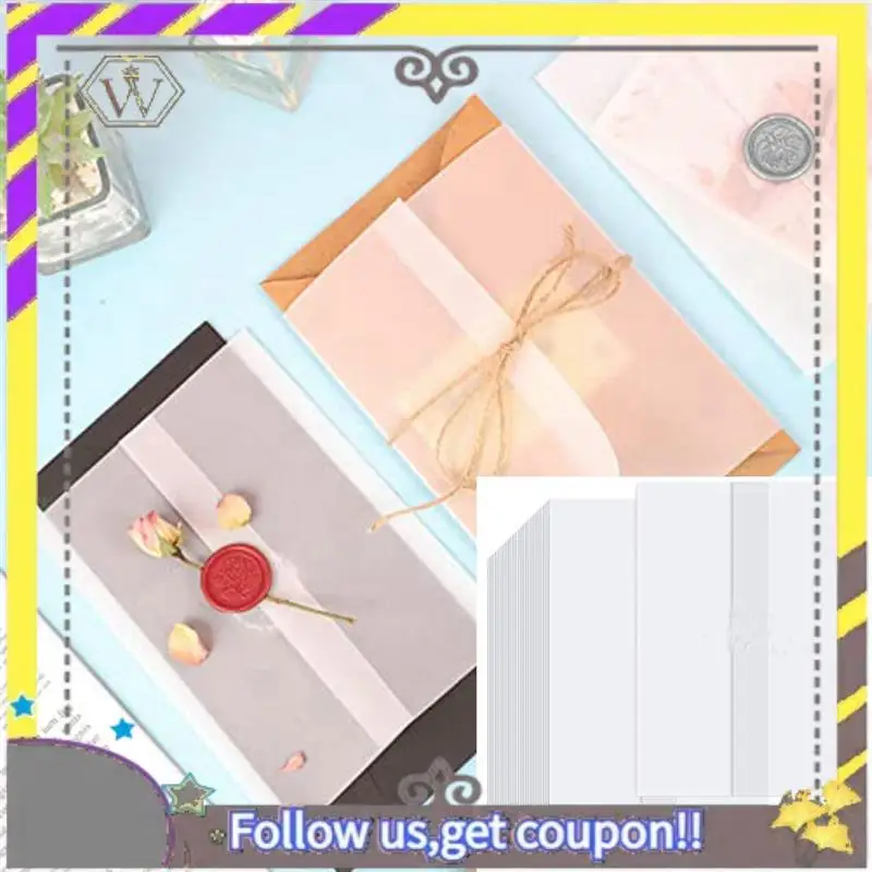 새로운 120 Pcs Vellum Paper Pre-Folded 웨딩 초대장 종이 반투명 Vellum 봉투 5X7 인치