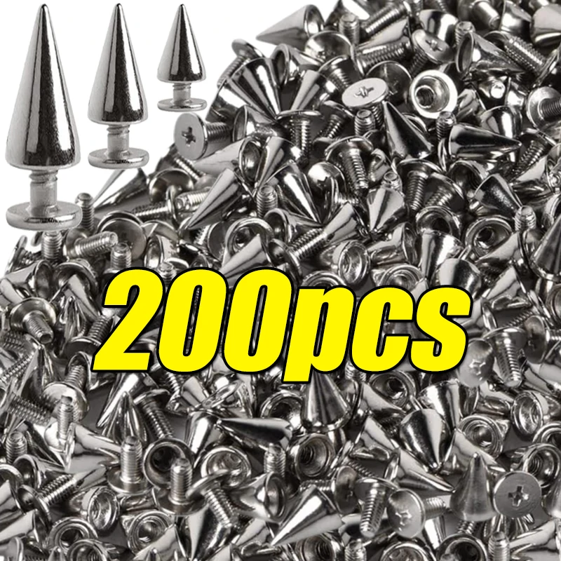200/10Pcs Silver Rivets Round Cone Spike Metal Cone Studs Handcraft Cool Punk Garment Nail Rivet DIY Bag Shoes Clothing Supplies 200/10Pcs Silver Rivets Round Cone Spike Metal Cone Studs Handcraft Cool Punk Garment Nail Rivet DIY Bag Shoes Clothing Supplies