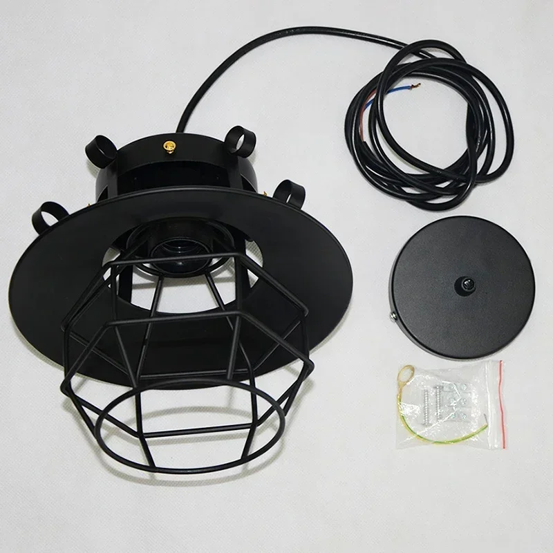 Vintage Industrial Iron Cage Chandelier 4