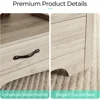 Wood Coffee Table for Living Room, Open Display Area and Storage Drawers with Metal Handles, Chic Style with Curved Base 4