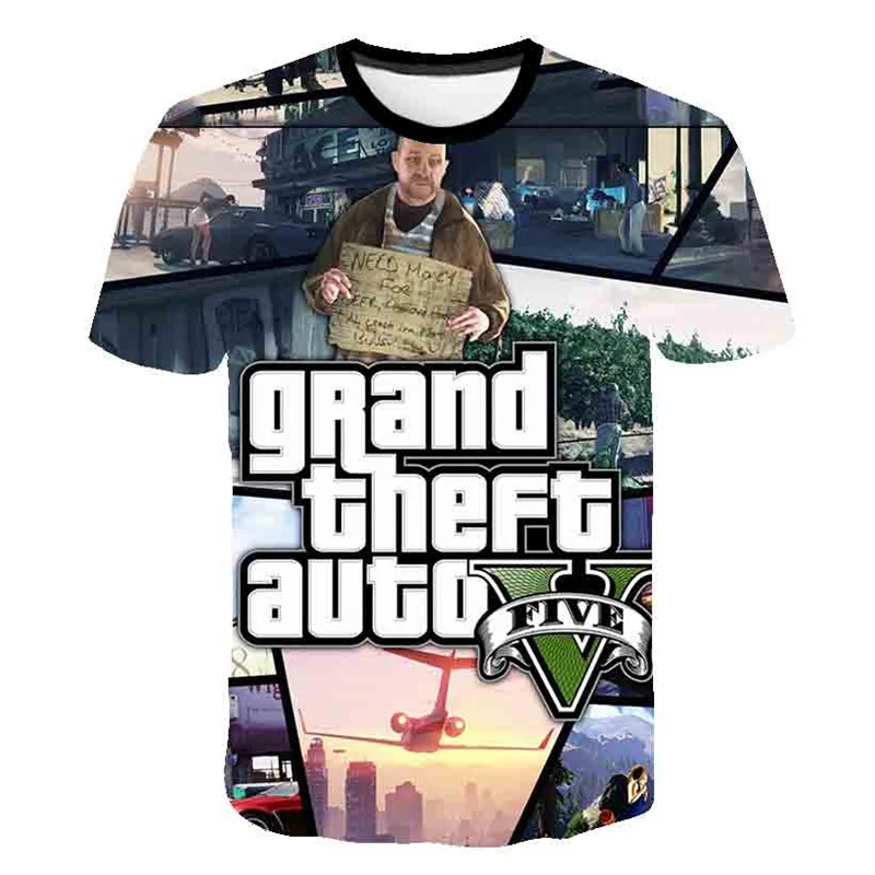 

2024 New Grand Theft Auto Game GTA 5 Boys Summer T Shirts Cool GTA5 Boys Cotton TShirt 3D Printing T-shirt Tee Shirt Funny Tops