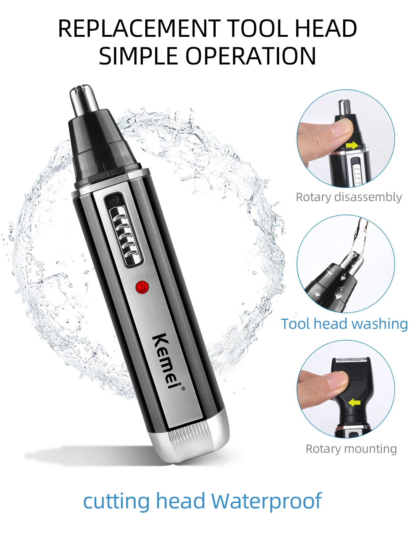 KEMEI Electric Nose Ear Hair Trimmer 4 IN 1 Set Rechargeable Nose Trimmer Ear Beard Shaver Hair Cliper Machine for Men nose hair trimmer,nose and beard trimmer,electric nose hair trimmer,electric hair trimmer,hair shaver,ear hair trimmer,electric nose and ear trimmer