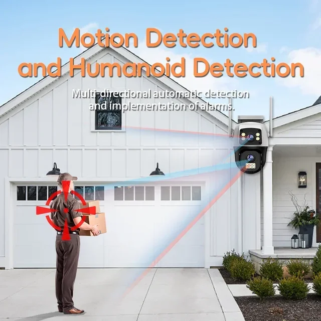 8MP Wifi Camera Outdoor Dual Screen PTZ Auto Tracking Dual Lenses 10MP Security Protection IP Cameras Night Vision Two-way Audio 5