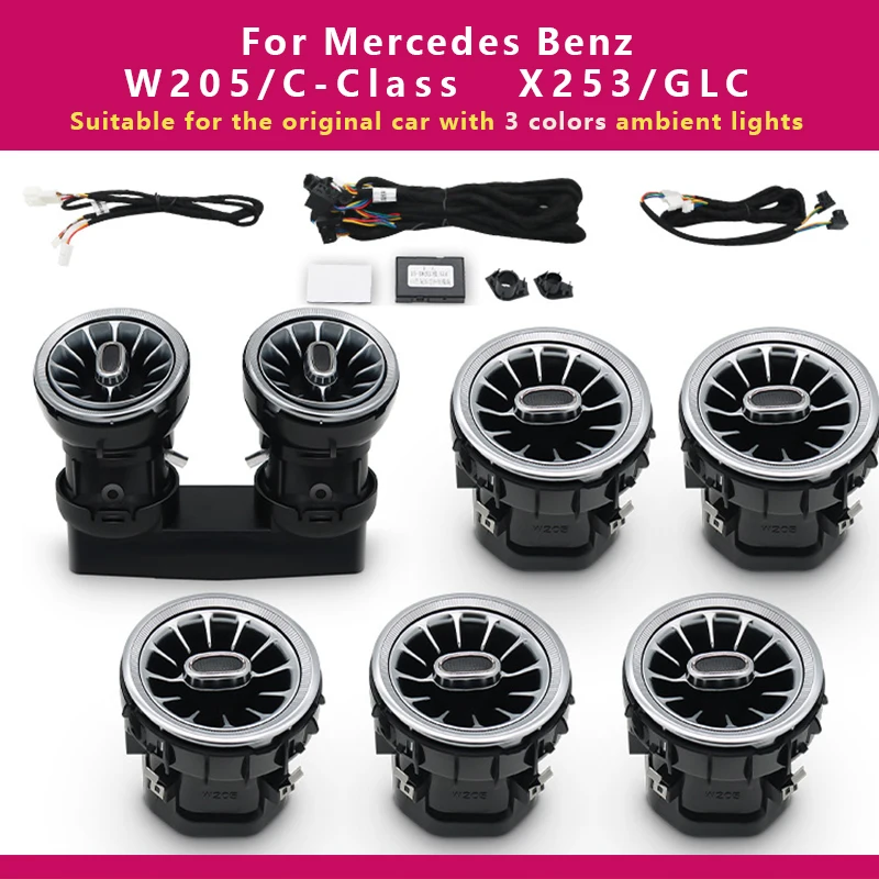 

3/64 Colour LED Air Vents For Mercedes-Benz W205/C-CLASS/X253/GLC-CLASS Ambient Light Turbine Nozzle Decorative Lamp