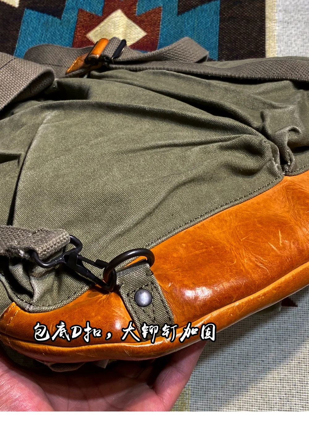 Reise Pendler Öl Wachs Leinwand Pilot Handtasche Rucksack Männer Frauen Outdoor Trekking Wandern Klettern Camping Reiten Rackpack – Detail 13