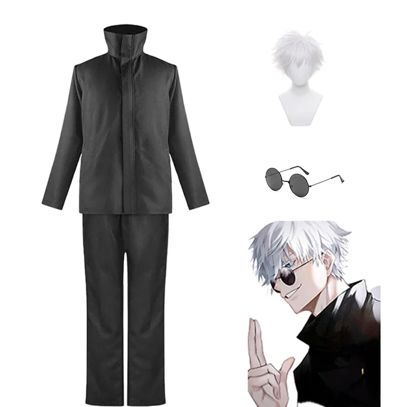 

Anime Jujutsu Kaisen Gojo Satoru Cosplay Costume Tops Pants Halloween Party Men Uniform Wigs