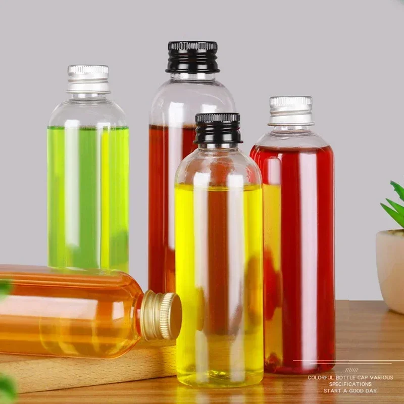 5PCS 5ml-500ml Empty Clear Plastic Bottles with Aluminum Screw Cap For Essential oils Lotion Creams