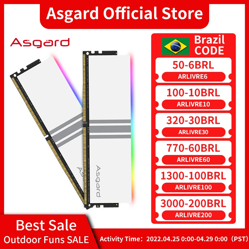 Оперативная память Asgard Valkyrie V5 ОЗУ DDR4 для ПК 8 Гбит/с 3200 МГц 3600 RGB полярная белая с