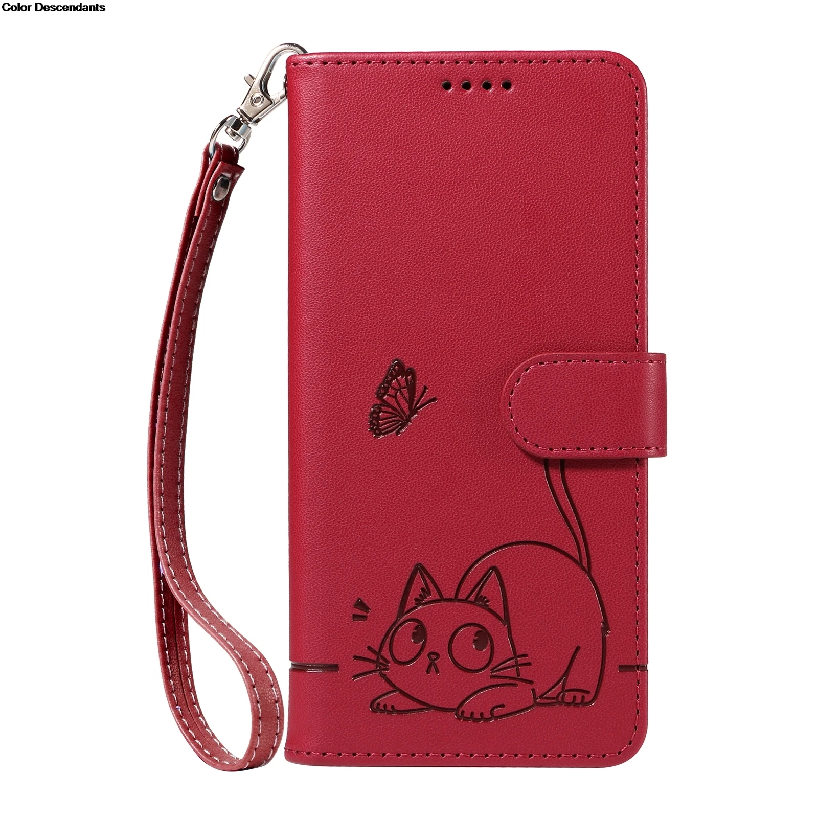 Adorable Cat Leather Flip Phone Case - Stylish Protective Cover