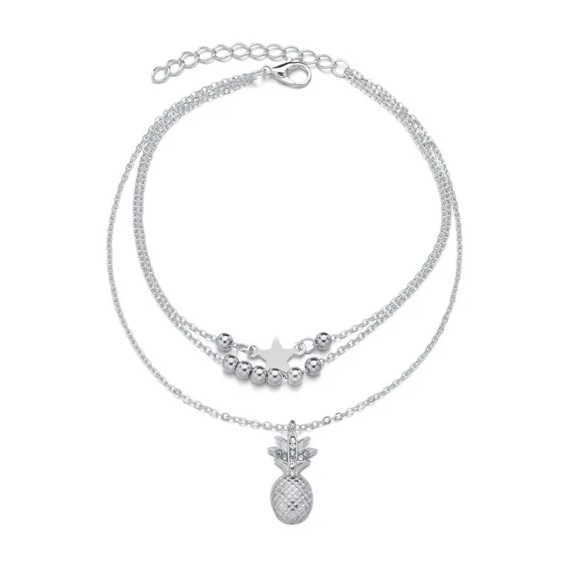 Ankle Chains Leaf Anklets Women Double Foot Chain Ankle Bracelets Bohemian Gold Color Leaves Anklet Jewelry Foot Summer Beach Gifts